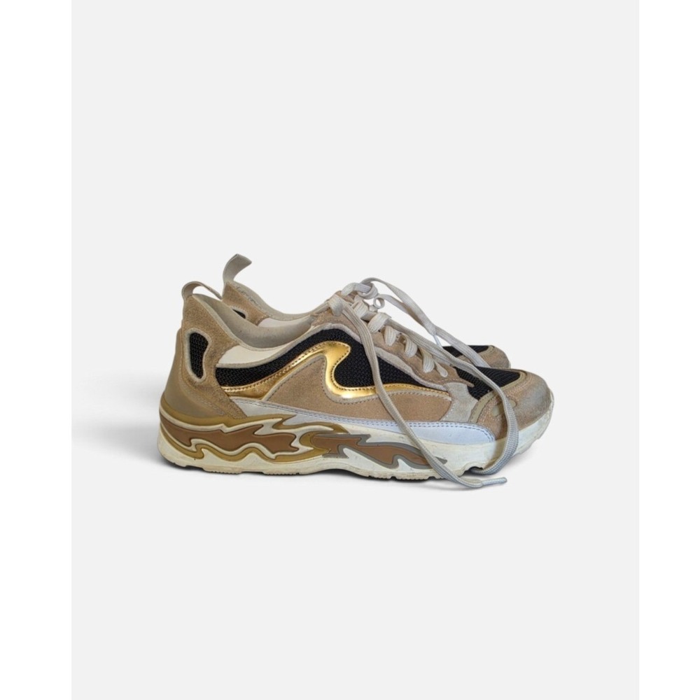 SANDRO FLAME Limited Edition Cream Gold Streetwear Maximalist Sneakers sz 7.5